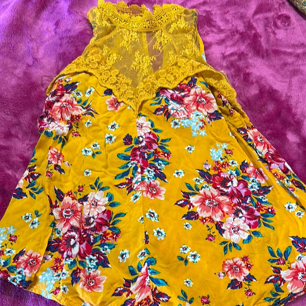 Floral Yellow Kids Dress